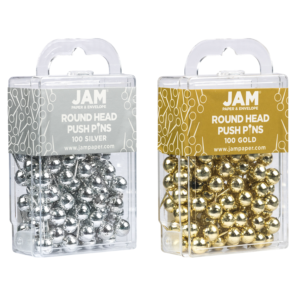 Gold and Silver Round Pushpins - 200 Pack