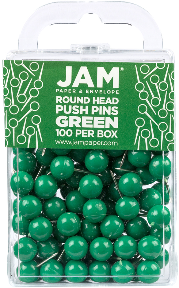 Green Round Pushpins - 100 Pack