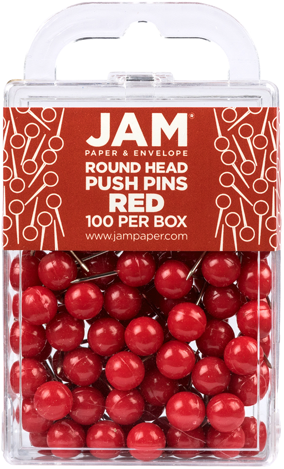 Red Round Pushpins - 100 Pack