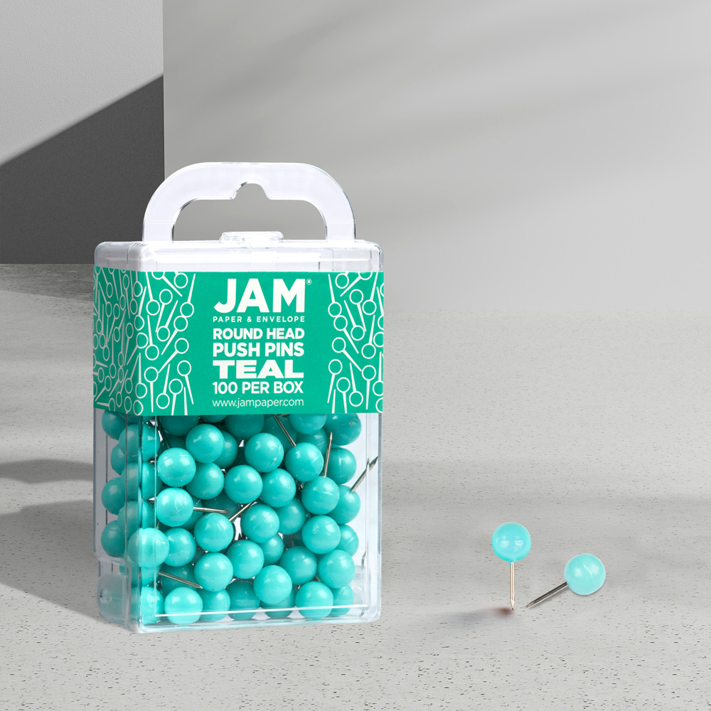 Teal Blue Round Pushpins - 100 Pack