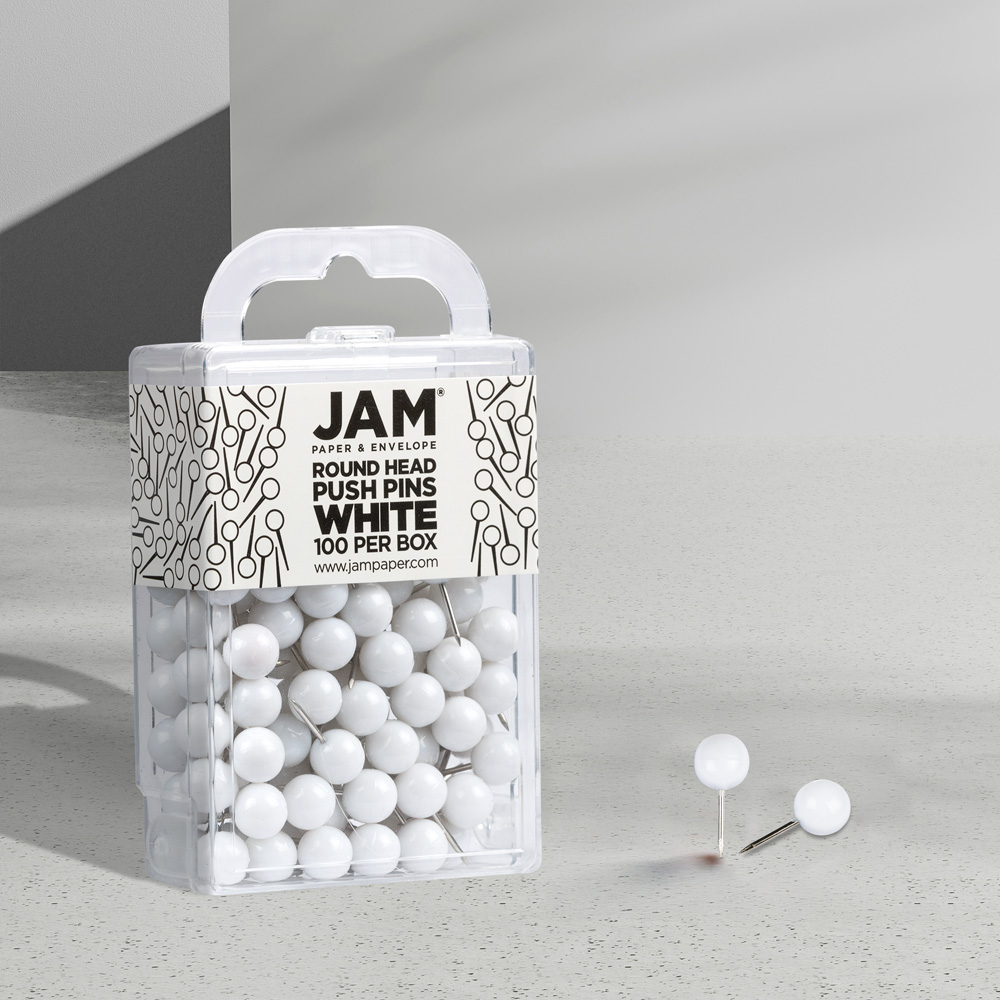 White Round Pushpins - 100 Pack