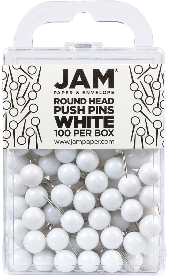 White Round Pushpins - 100 Pack