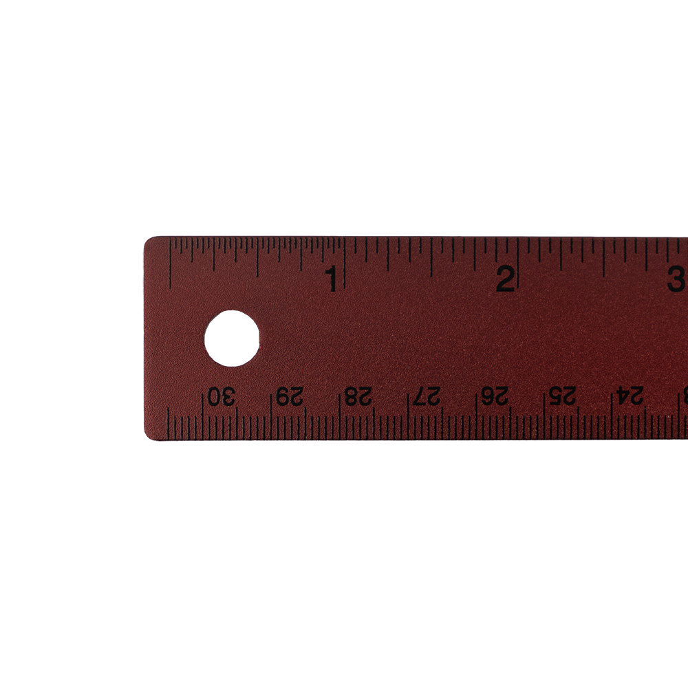 Burgundy Metallic 12 Inch Aluminum Ruler