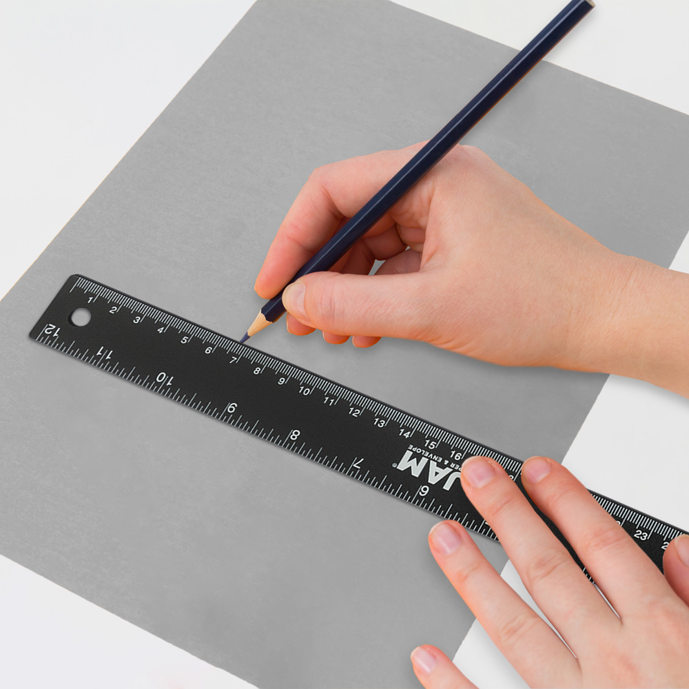 Black Metallic 12 Inch Aluminum Ruler