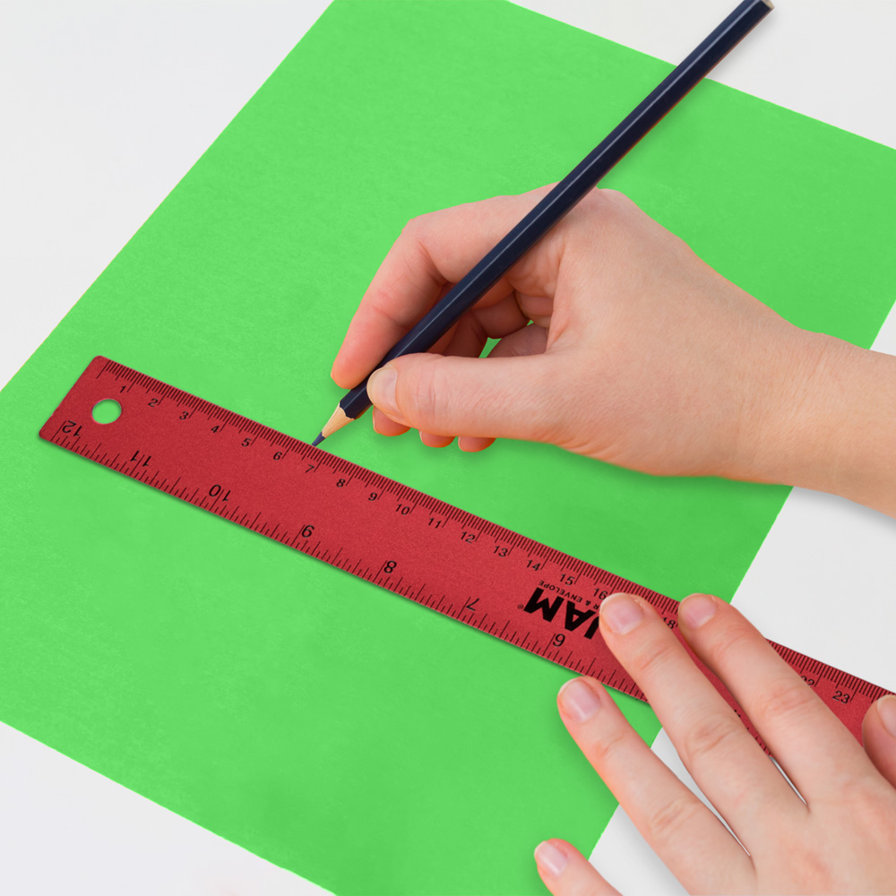 Red Metallic 12 Inch Aluminum Ruler