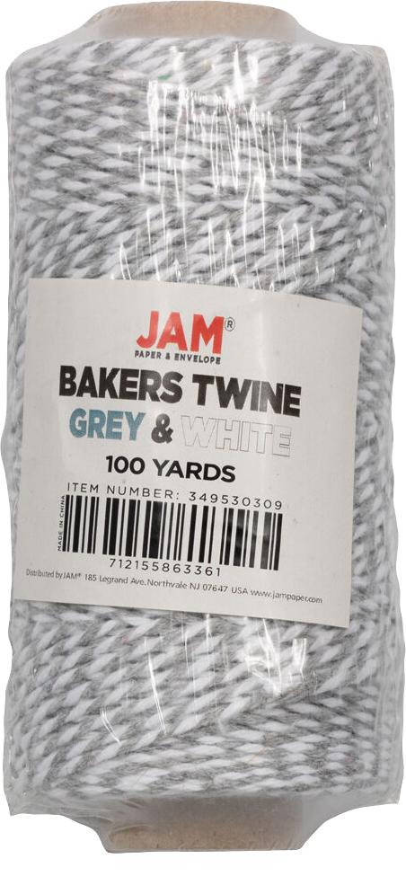 Gray and White 100 Yards Bakers Twine Ribbon