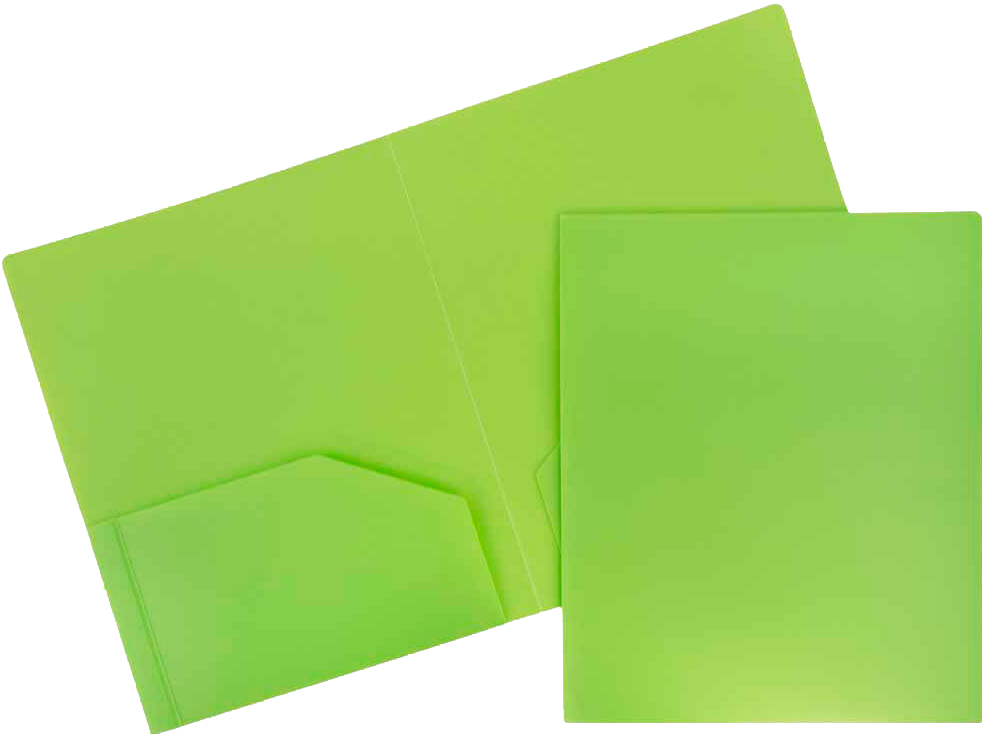 Lime Green 9 x 12 Plastic Heavy Duty Folders