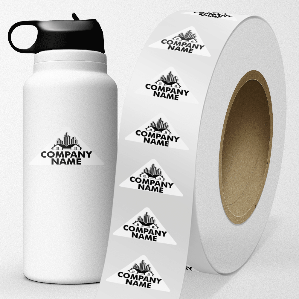 White Glossy 1 1/4 x 2 1/2 Inch Roll of Triangle Shaped Labels