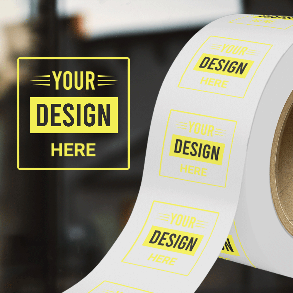 Clear 4 x 4 Inch Roll of Square Labels - Tear Resistant with High Gloss Film Layer