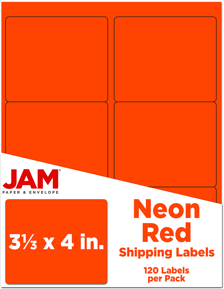 Neon Red 3 1/3 x 4 Shipping Labels