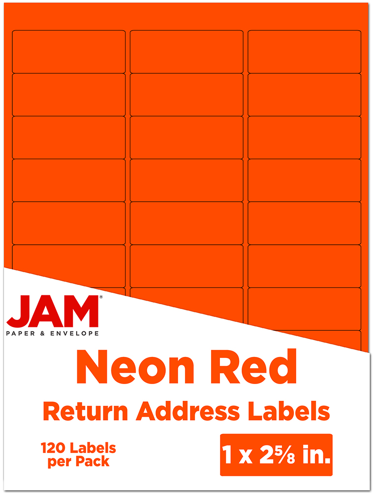 Neon Red 1 x 2 5/8 Return Address Labels