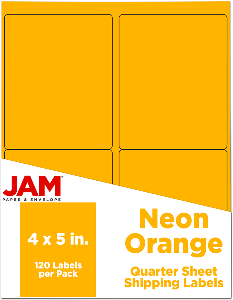 Neon Orange 4 x 5 Shipping Labels