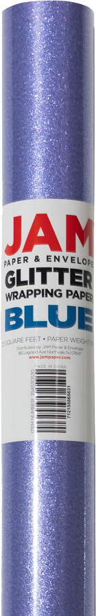 Violet Blue Glitter Wrapping Paper with Tape with Double-Sided Tape Set (25 Sq Ft)