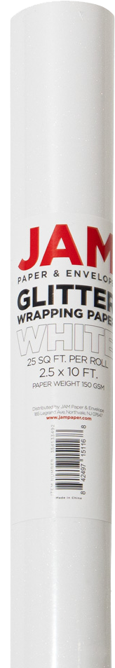 White Glitter Wrapping Paper (25 Sq Ft)