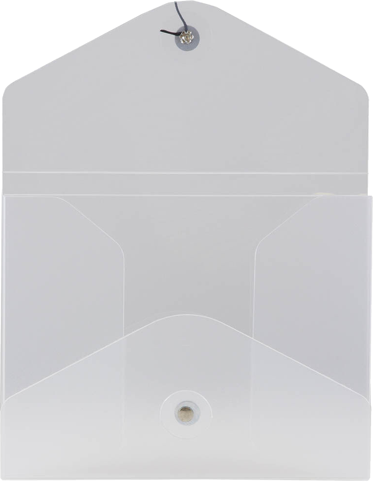 Clear Frost Small 5 1/4 x 6 3/4 x 3/8 Plastic Portfolios with Button and String