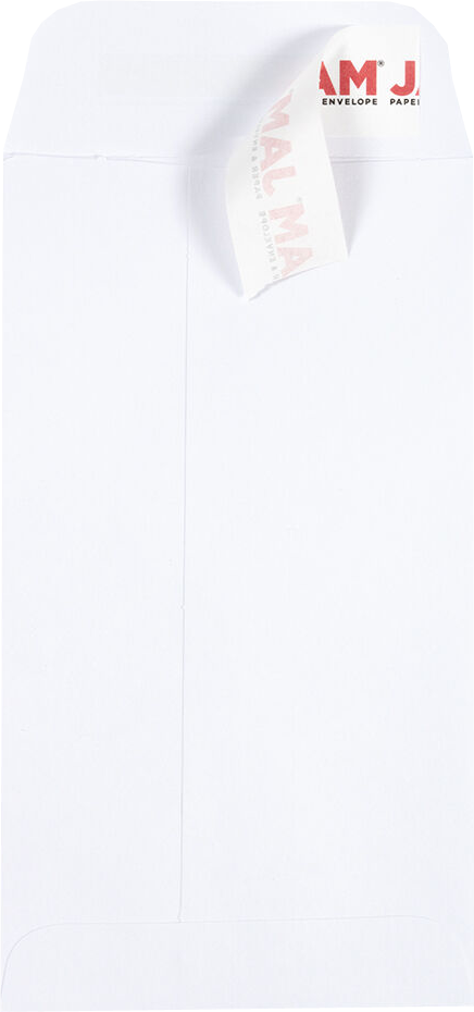 White 28lb #6 Coin Envelopes (3 3/8 x 6) with Peel & Seal