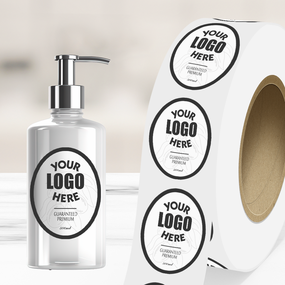 White 3 x 4 Inch Roll of Oval Labels - Tear Resistant with High Gloss Film Layer