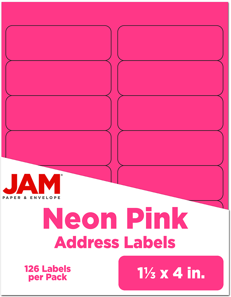 Neon Pink 1 1/3 x 4 Address Labels