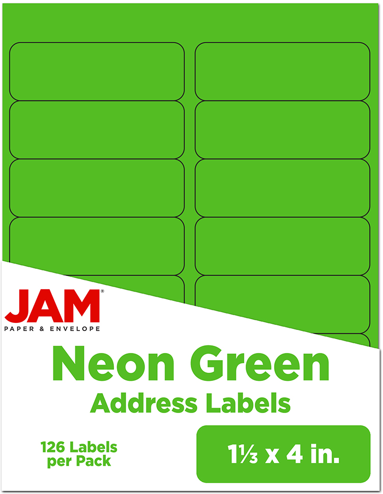 Neon Green 1 1/3 x 4 Address Labels