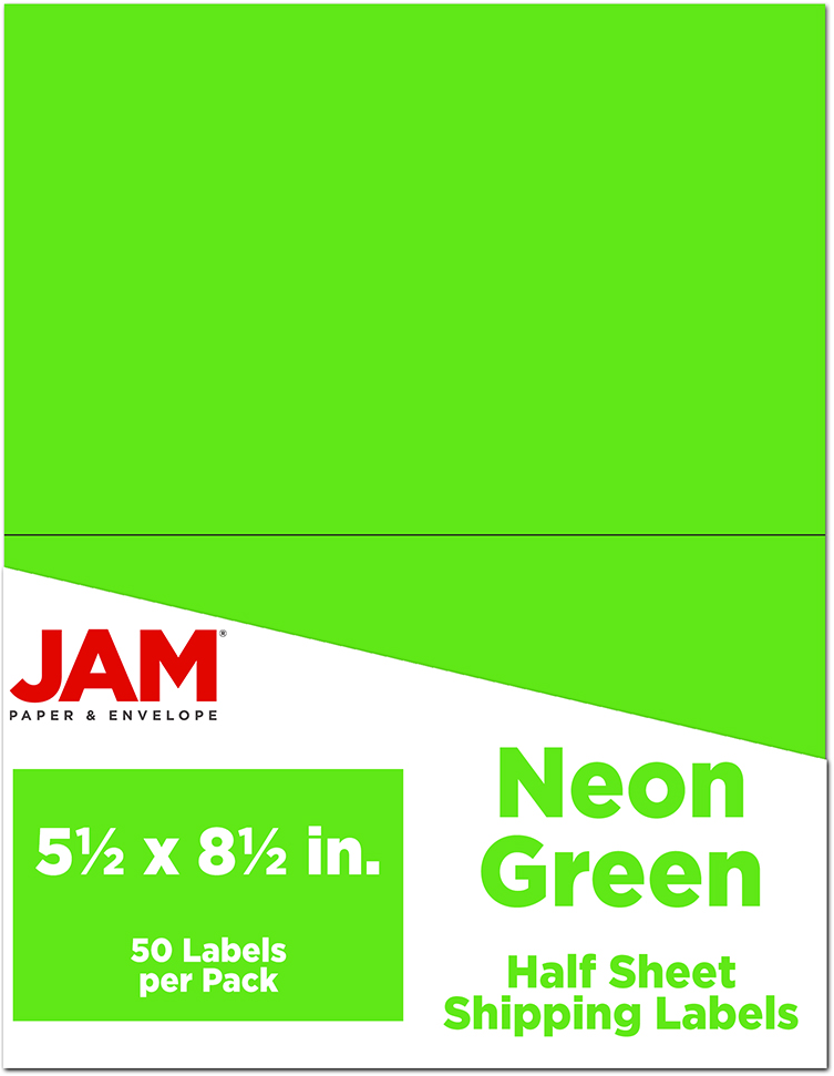 Neon Green 5 1/2 x 8 1/2 Half Sheet Shipping Labels