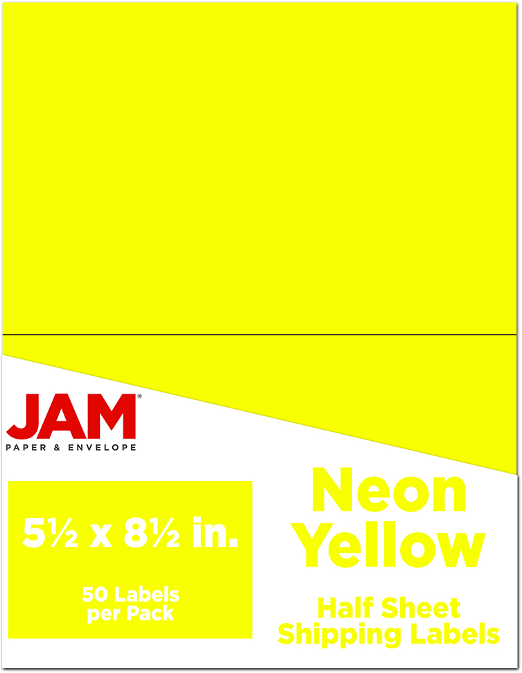 Neon Yellow 5 1/2 x 8 1/2 Half Sheet Shipping Labels