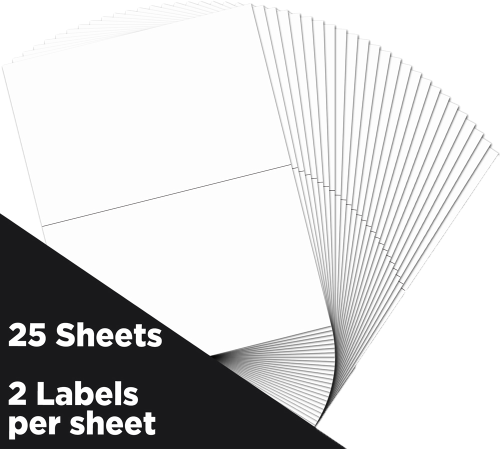 White 5 1/2 x 8 1/2 Half Sheet Shipping Labels