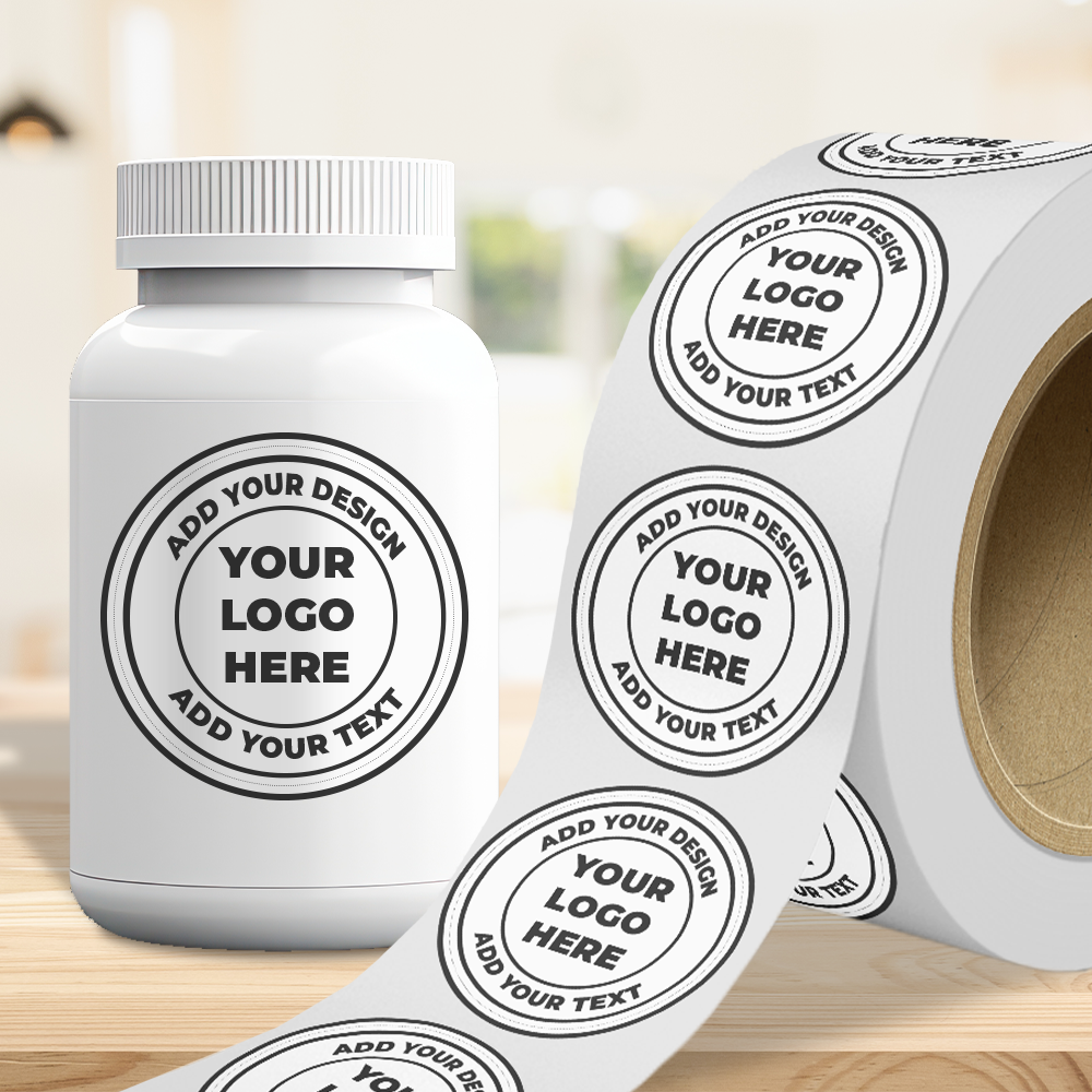 White Window 5 Inch Roll of Circular Round Labels - Decal Removable