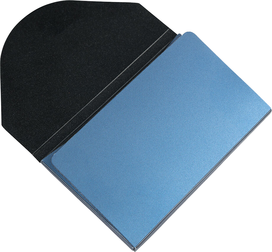 Metallic Blue Plastic Business Card Case - 20 Card Capacity