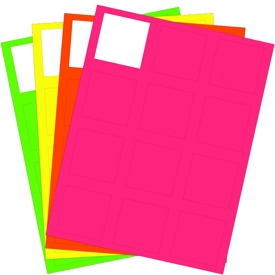 Assorted Neon 2 x 2 Square Labels
