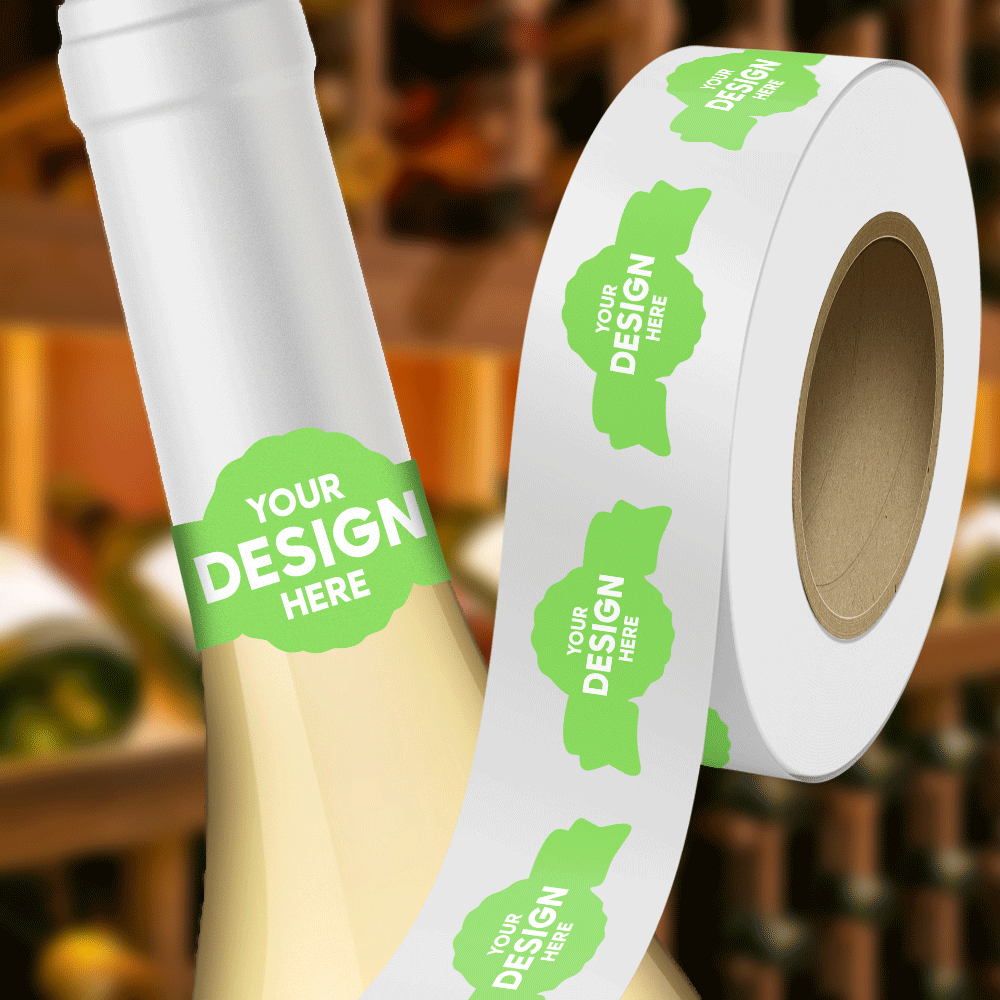 Neon Green 1 3/8 x 2 5/8 Inch Roll of Anniversary Seal Shaped Labels - Scrapbook Bright Adhesive
