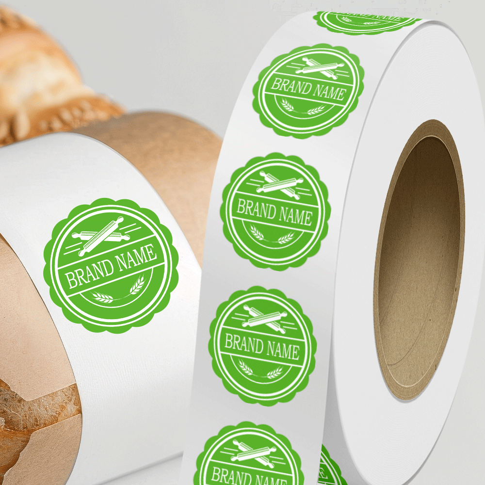 Neon Green 1 5/8 x 1 5/8 Inch Roll of Scallop Shaped Labels - DIY Promotional Project Bright Adhesive