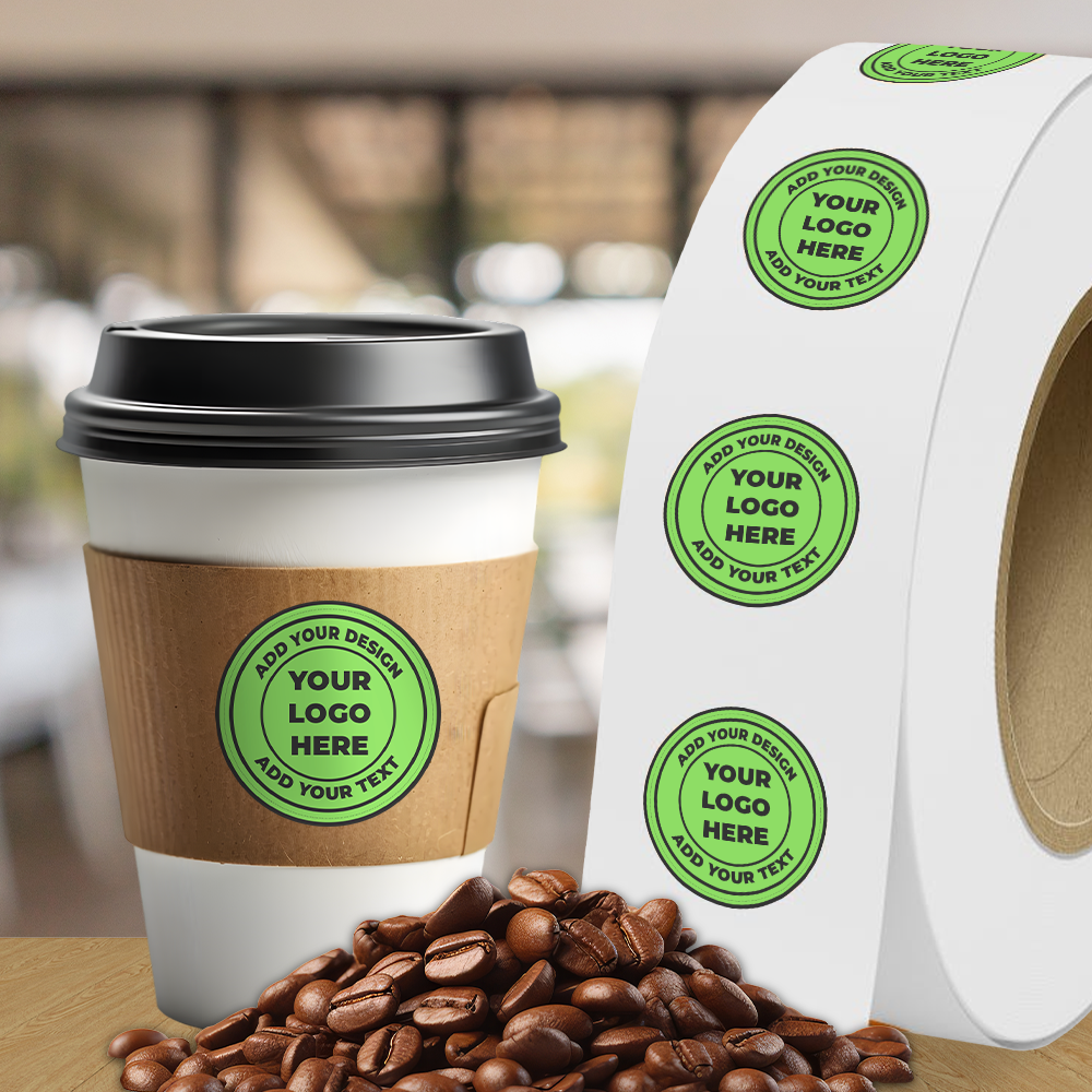 Neon Green 2 Inch Roll of Circular Round Labels - Bright Adhesive