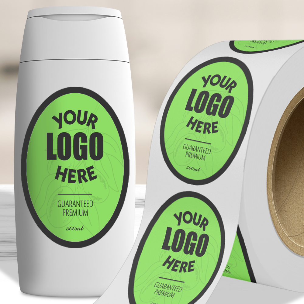 Neon Green 4 x 6 Inch Roll of Oval Labels - Bright Adhesive