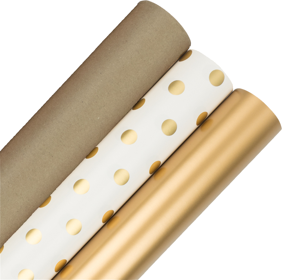 Gold Collection Christmas Wrapping Paper Set (75 Sq Ft) - 3 Rolls