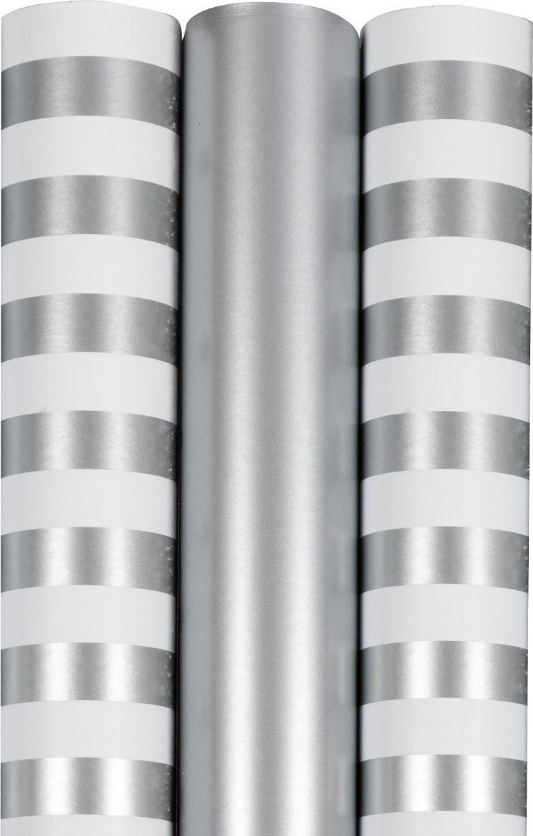 Silver Collection Christmas Wrapping Paper Set (75 Sq Ft) - 3 Rolls