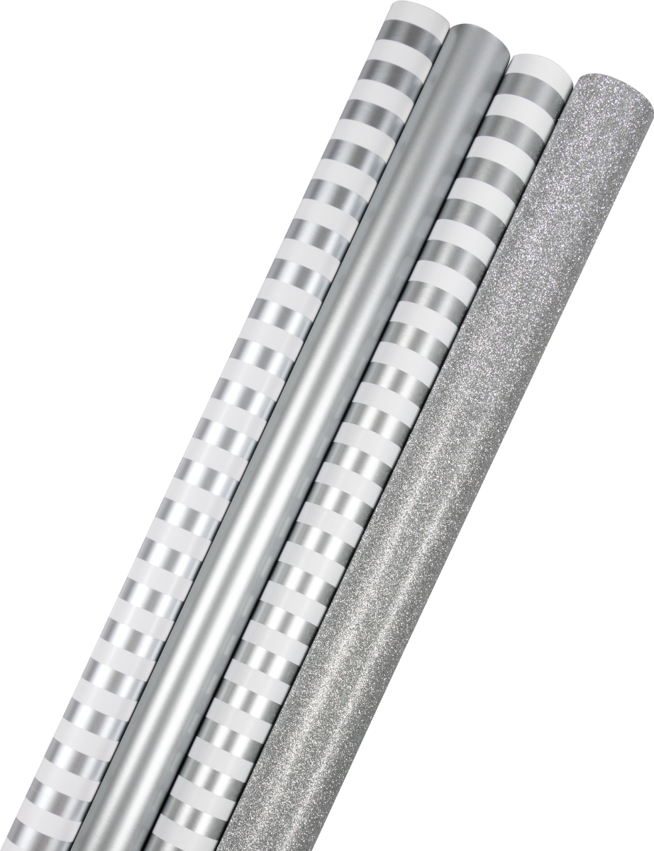 Everything Silver Christmas Wrapping Paper Set (100 Sq Ft) - 4 Rolls
