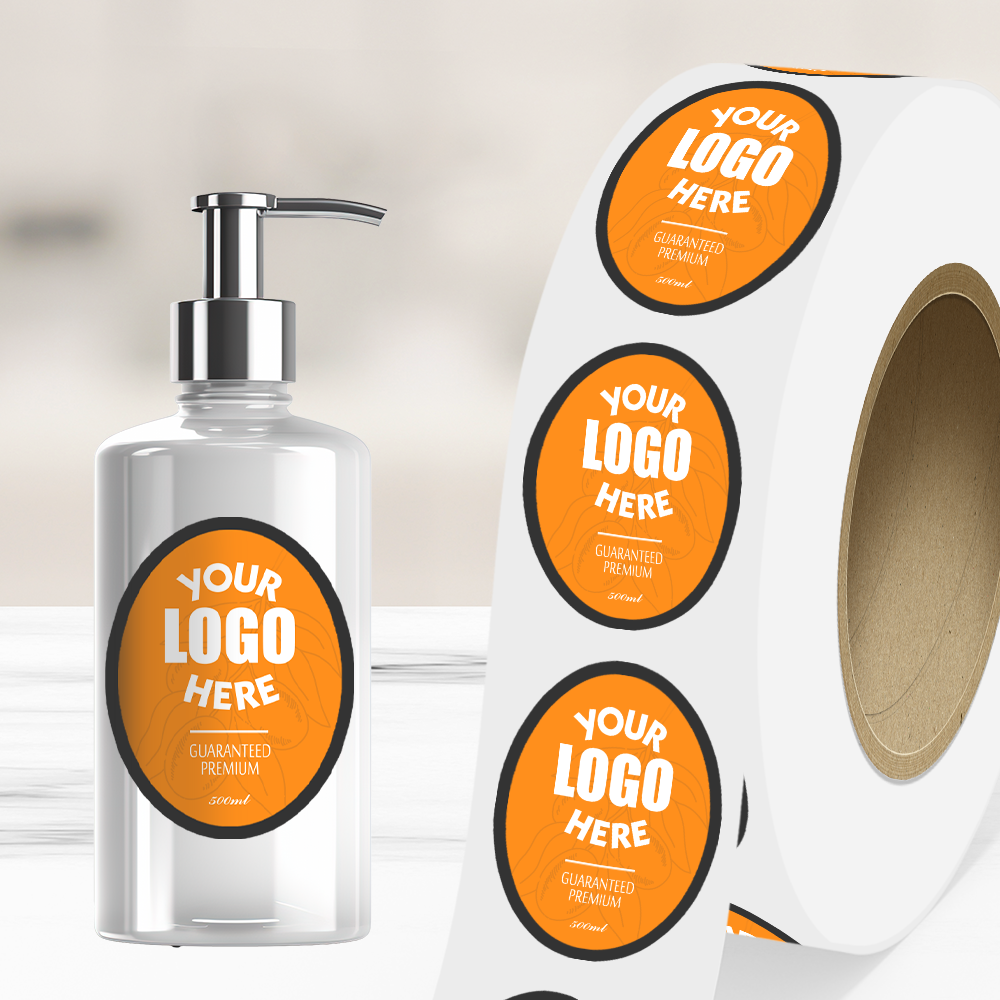 Neon Orange 2 x 4 Inch Roll of Oval Labels - Bright Adhesive