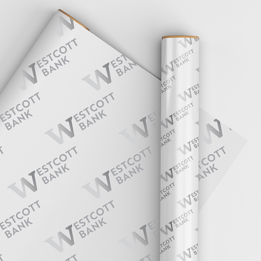 Custom Print Wrapping Paper 29 1/4" x 17 3/4' (43 Sq Ft) White Glossy