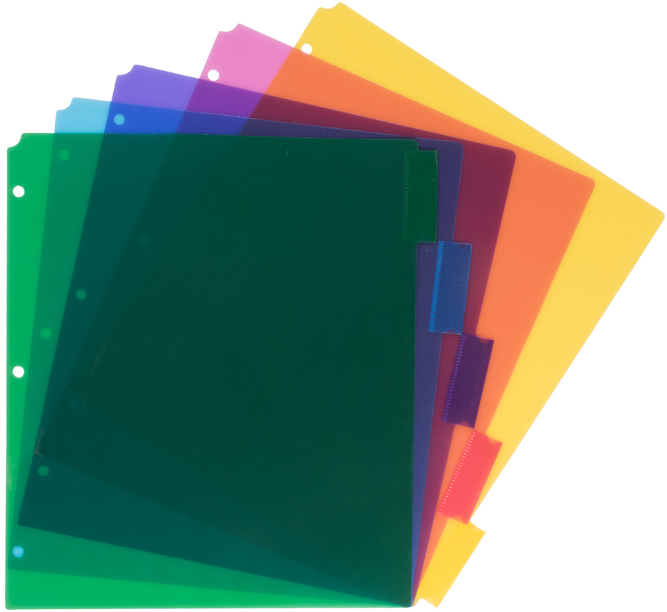 Assorted Plastic 5 Tab Binder Index Dividers