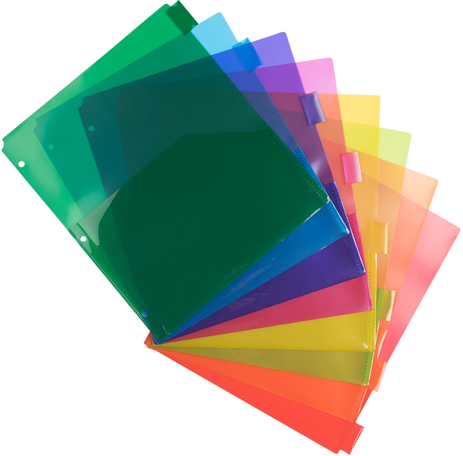 Assorted Plastic 8 Tab Binder Index Dividers with Pockets