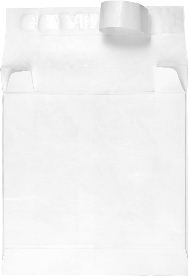 Bright White Tyvek 14lb 10 x 12 x 4 Open End Envelopes with Peel & Seal