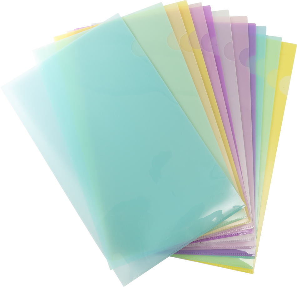 Assorted Color Legal 9 x 14 1/2 Plastic Sleeves - 12 Pack