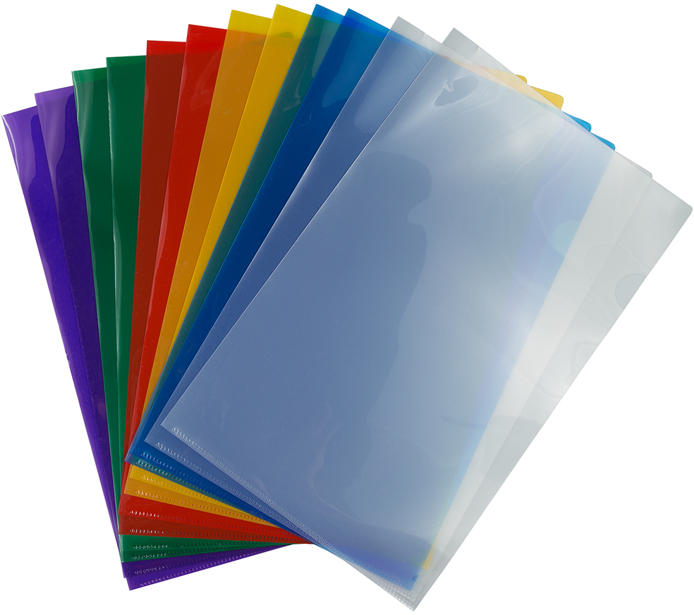 Assorted Color 9 x 14 1/2 Legal Plastic Sleeves - 12 Pack