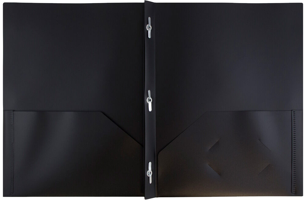 Black 9 x 12 Plastic Pop Folders with Clasp