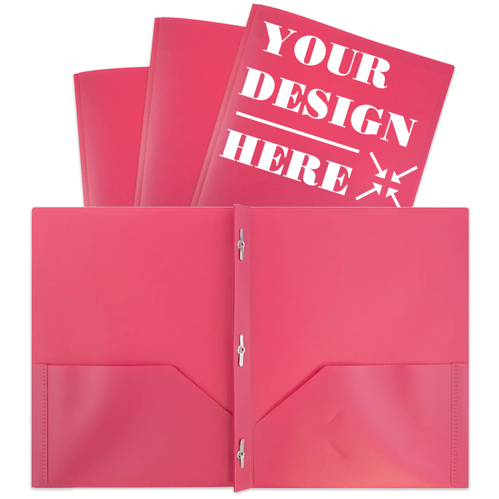 Pink 9 x 12 Plastic Pop Folders with Clasp
