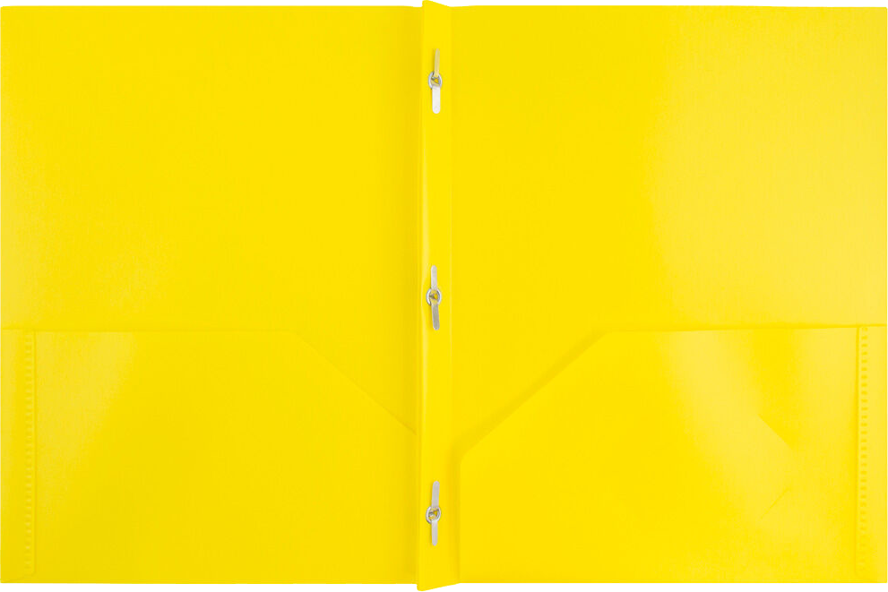 Yellow 9 x 12 Plastic Pop Folders with Clasp