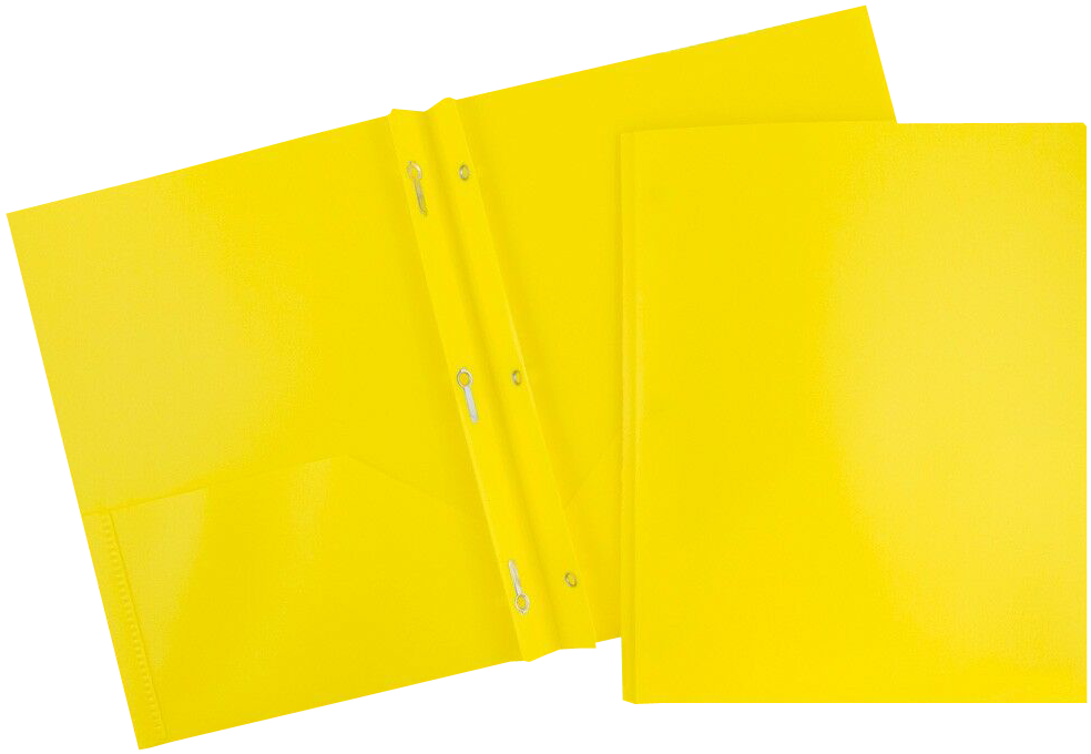 Assorted Primary 9 x 12 Plastic Pop with Clasp Folders - 6 Pack