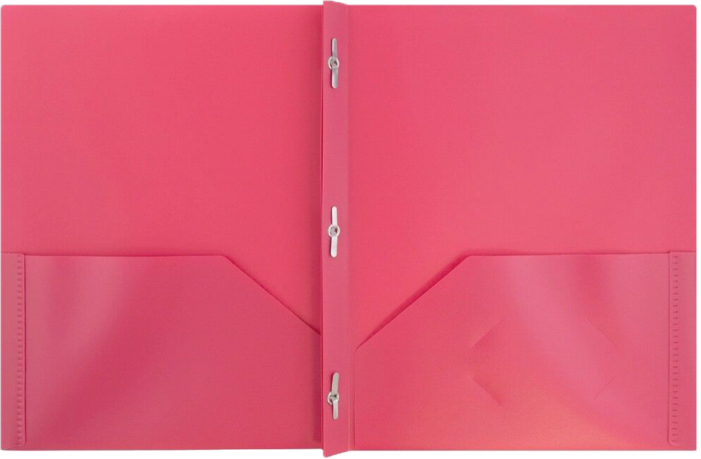 Assorted Primary 9 x 12 Plastic Pop with Clasp Folders - 6 Pack