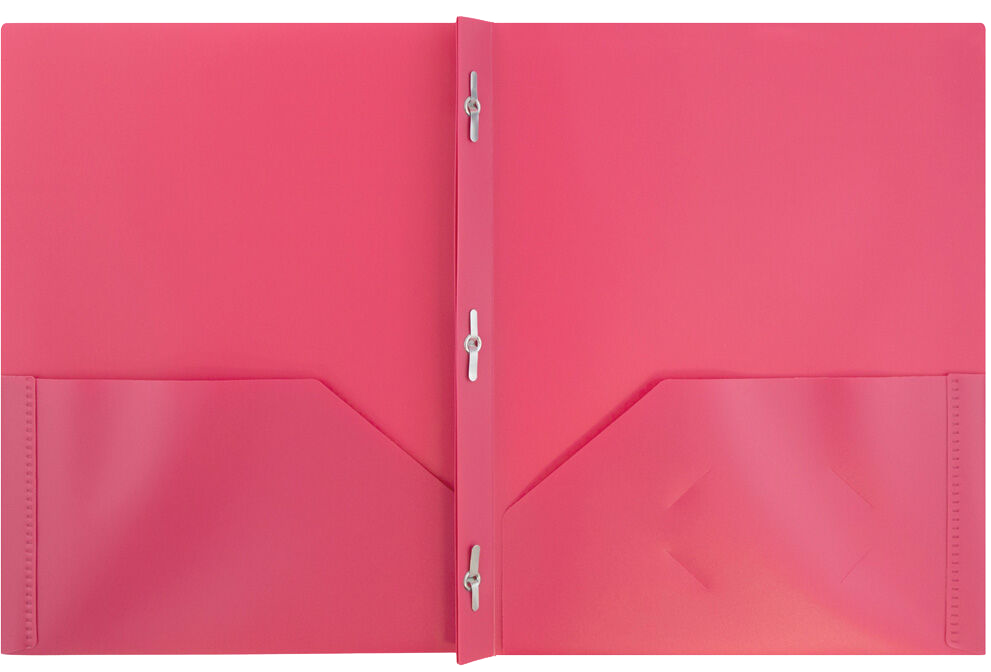 Pink 9 x 12 Plastic Pop Folders with Clasp