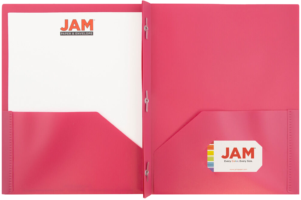 Pink 9 x 12 Plastic Pop Folders with Clasp
